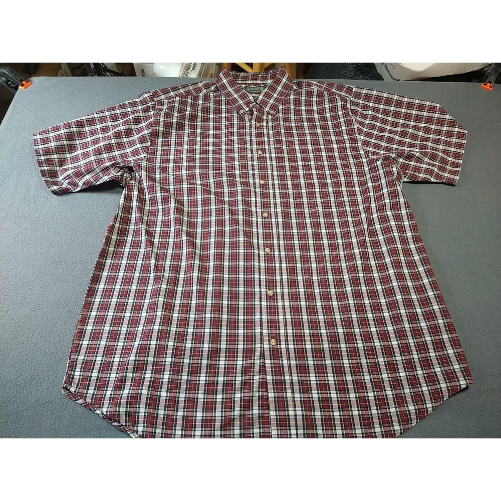 Stone‎ River Button Down Shirt Men XLT Red Plaid Short Sleeve Office Nerd Dad